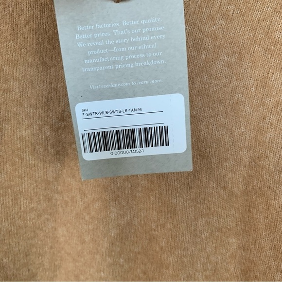 Everlane Camel Color Wool Yak Blend Long Lines Mock Neck Sweater Size M NWT - Picture 8 of 8